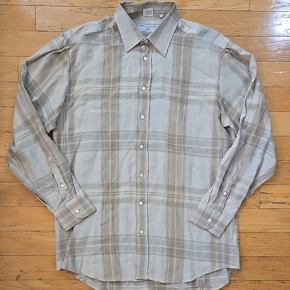 LUCIANO BARBERA 100% Linen  Button-Up Long Sleeve Mens Sz 2XL